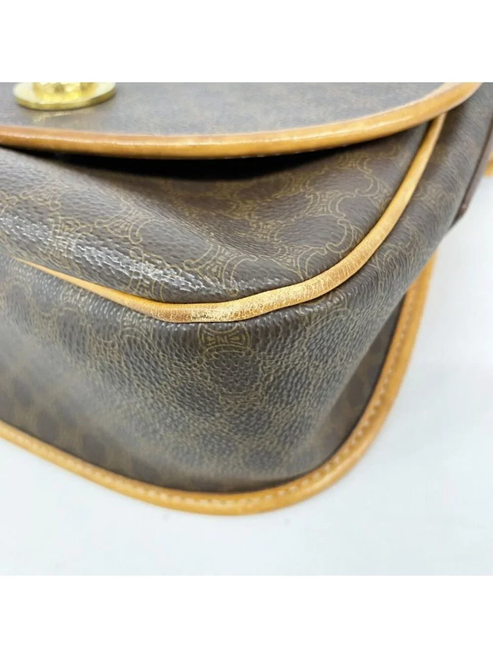 Celine Shoulder Bag Macadam Brown Gold
